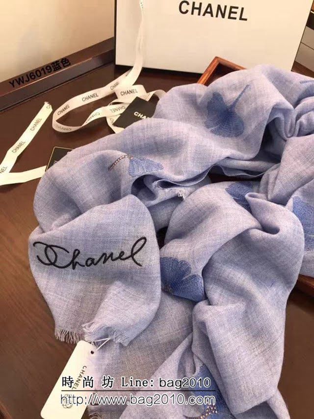 CHANEL香奈兒 最新刺繡羊毛圍巾 YWJ6019 LLWJ6812